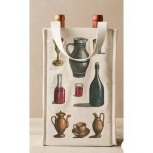 John Derian Target Canvas Wine Tote Bag, Holds 2 Bottles Perfect Gift New Years
